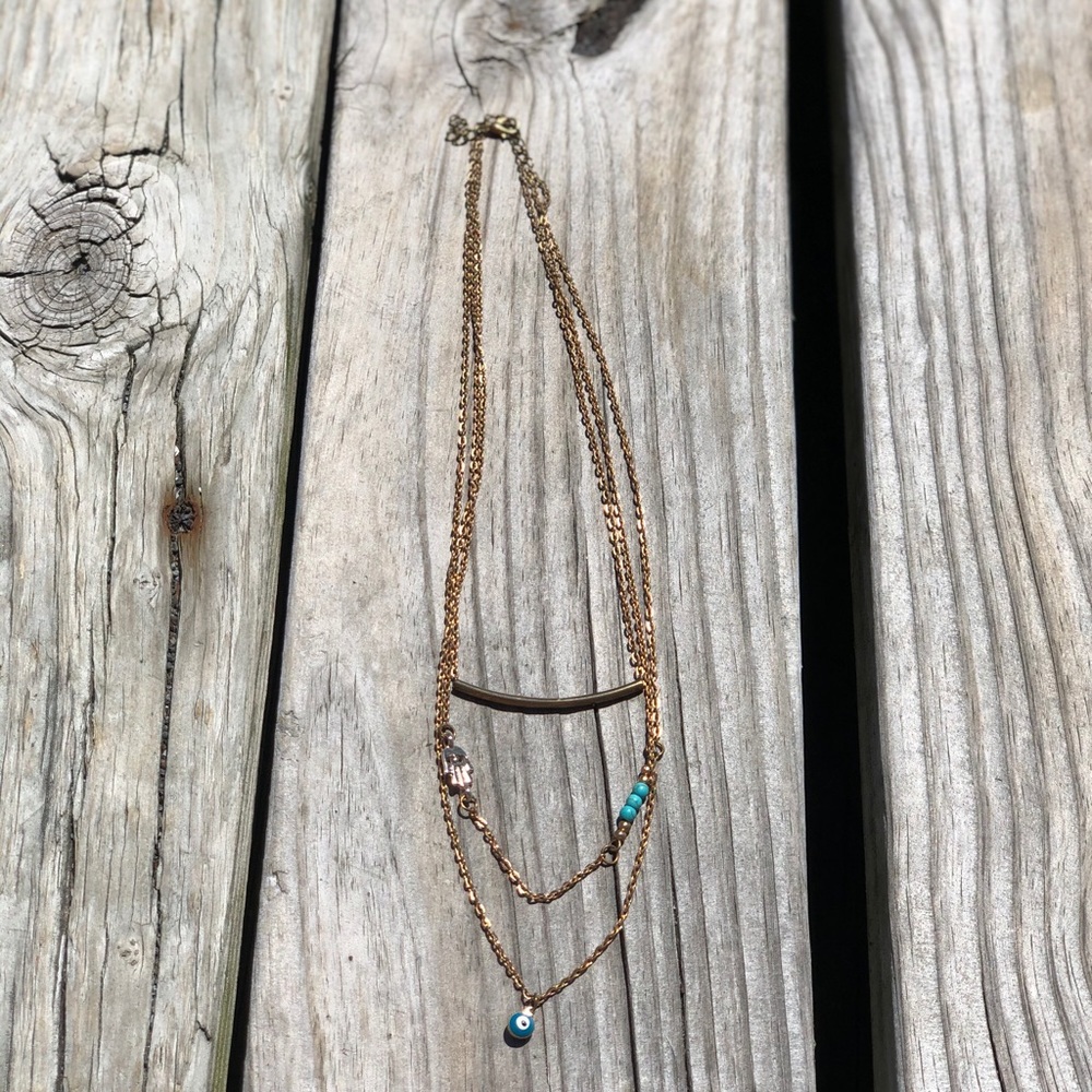 ⭐️2/15⭐️ Multi tiered gold colored boho necklace